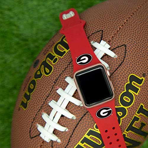 AFİNİTE BANTLARI Georgia Bulldogs Silikon Spor Saat Kayışı Apple Watch ile Uyumlu (38/40 / 41mm-Kırmızı Kırmızı)