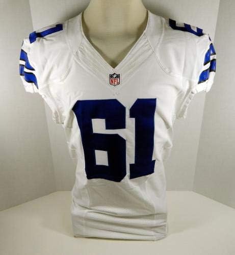 2013 Dallas Cowboys Ross Burbank 61 Oyunu Yayınlandı Beyaz Forma-İmzasız NFL Oyunu Kullanılmış Formalar