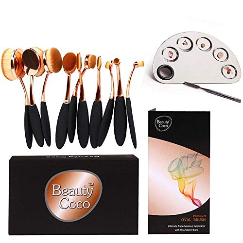 BeautyCoco Oval Diş Fırçası Makyaj Fırça Seti Vakfı Fırçalar Kontur Pudra Allık Conceler Fırça Makyaj Kozmetik Aracı Set Gül