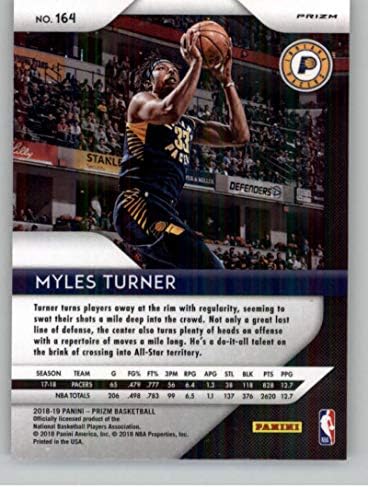 2018-19 Prizm Prizms Hiper Basketbol 164 Myles Turner Indiana Pacers Panini Amerika'dan Resmi NBA Ticaret Kartı
