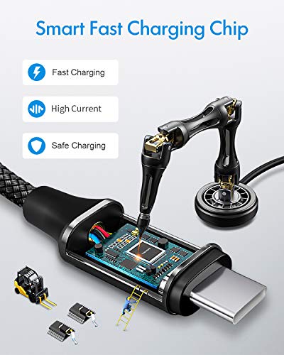 [10ft 2-Pack] Uzun USB C USB C Kablosu Hızlı Şarj 60 W, PD Tipi C Şarj Kablosu Naylon ile Uyumlu Samsung Galaxy S21 S21+ S20