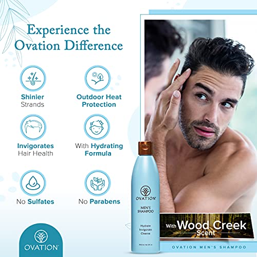 Ovation Hair Erkek Şampuanı-Erkekler için Nazik Temizleyici ve Nemlendirici Şampuan-12 oz - Tüm Saç Tipleri için - Sülfat veya