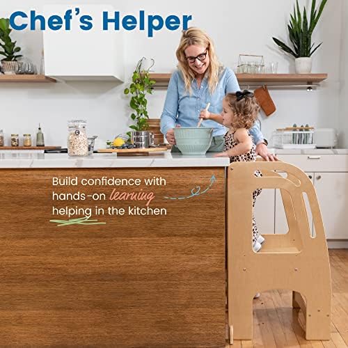 ECR4Kids Şef Yardımcısı Mutfak Kulesi, Doğal Ahşap Yürümeye Başlayan Adım Dışkı, Çocuklar Ayarlanabilir Mutfak Adım Dışkı ile