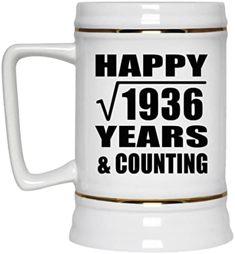 Mutlu 44th Yıldönümü Karekök 1936 Yıl ve Sayma-22 oz Bira Stein Seramik Bar Kupa Tankard Drinkware-Eşi için Koca Lady Onu Onu