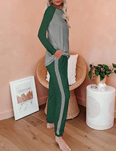 Ekouaer Eşofman Set Kadın 2 Parça Uzun Kollu Kazak Eşofman Jogger Sweatpants ile Cep Loungewear