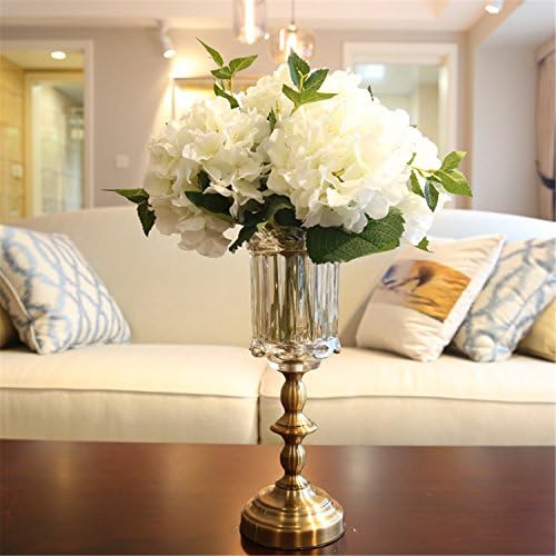 Felice Sanat Paketi 3 Yapay Ortanca Çiçekler Sahte İpek Buket Çiçek Ev Düğün Dekor için(Beyaz)