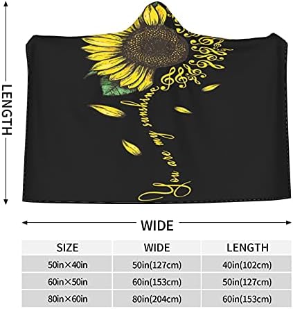 Sen Benim Güneş Ayçiçeği Kapüşonlu Battaniye Peluş Açık Giyilebilir Atmak Battaniye Bornoz Kanepe Uyku Seyahat Yatak 80 X 60