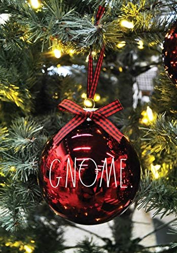 Rae Dunn Noel Süsler-4 Set Kırmızı ve Şeffaf Cam Topları-Gnome Tatlı Gnome - 100mm / 3.94 İnç Büyük Asılı Tatil Süslemeleri için
