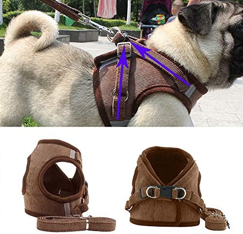 BYyushop Sevimli Köpek Koşum Köpek Moda Ayarlanabilir Yürüyüş Yelek Tasma Seti Pet Malzemeleri-Kahve XL