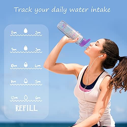 MELANİE'NİN GÜÇ 24 oz Motivasyon Spor Su Şişesi ile Zaman İşaretleyici, 720 ml Su Şişesi ile Saman Sızdırmaz BPA-Ücretsiz Su