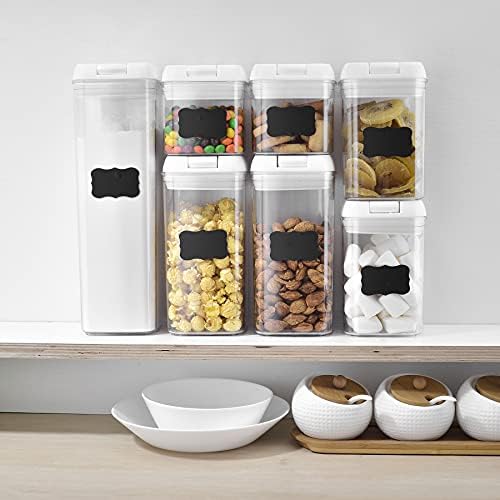 Gıda Saklama Kapları, Vtopmart 7 Parça BPA Ücretsiz Plastik Tahıl Kapları ile Kolay Kilit Kapaklar, Mutfak Kiler Organizasyon