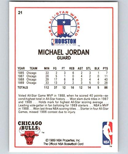 1989-90 Çemberler 21 Michael Jordan All-Star NBA Basketbol Ticaret Kartı Chicago Bulls