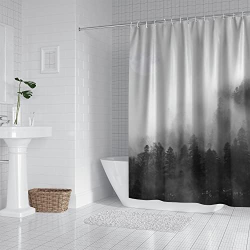 Miffrank Puslu Orman Duş Perdesi Doğa Güz Duş Perdesi Setleri, 12 Kancalı Suya Dayanıklı Polyester Kumaş, 72×72 inç