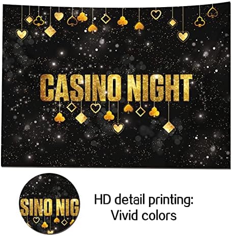 Siyah ve Altın Glitter Gasino Gece Tema Arka Planında 7x5ft Kumaş Las Vegas Muhteşem Casino Gece Poker Parti Fotoğraf Arka Plan
