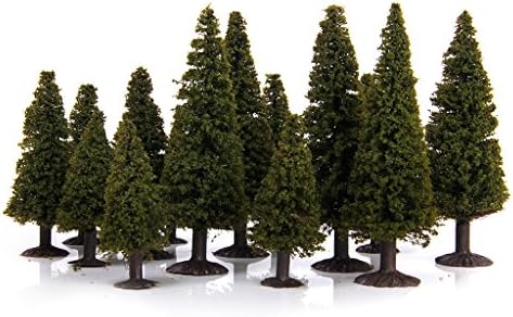 kutu ile 15 adet Yeşil Manzara Manzara Modeli Sedir Ağaçları