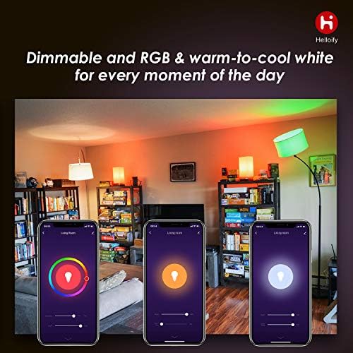 helloify GU10 LED Akıllı, WiFi Ampul Alexa Google Home ile Uyumlu, RGBCW Renk Değiştirme, Soğuk Sıcak Beyaz Kısılabilir, Hub