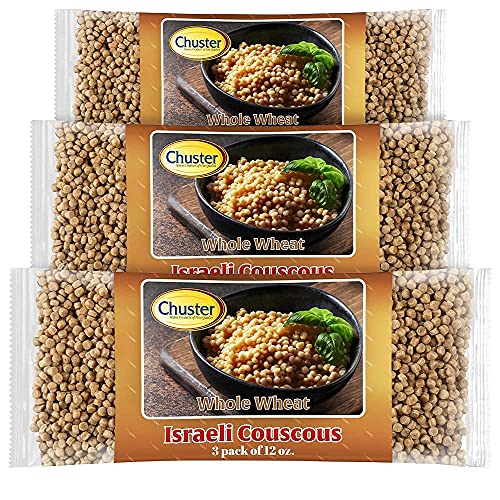 Chuster İsrail Kızarmış Kepekli Kuskus | 3'lü Toplu Paket | Çorbalar, Salatalar, Etler, Sebzeler için %100 Doğal İnci Şekilli