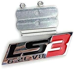 1 Adet Metal Ön Izgara LS3 6.2 L V8 Logo Motor Atuo Rozeti Turbo Amblem Değiştirme için Chevy Chevrolet (Kırmızı Siyah)