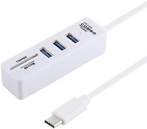 LİYUNSHU 2'si 1 arada TF/SD Kart Okuyucu + USB-C/Tip-C HUB Dönüştürücüye 3 x USB 3.0 Bağlantı Noktası, Kablo Uzunluğu: 26cm (Siyah)