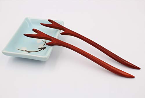 GERÇEK SIC-Kadınlar için Doğal Kırmızı Sandal Ağacı Saç Çubukları - 2 Set-Sürdürülebilir Retro Boho Moda Uzun Saçlar için Gerçek