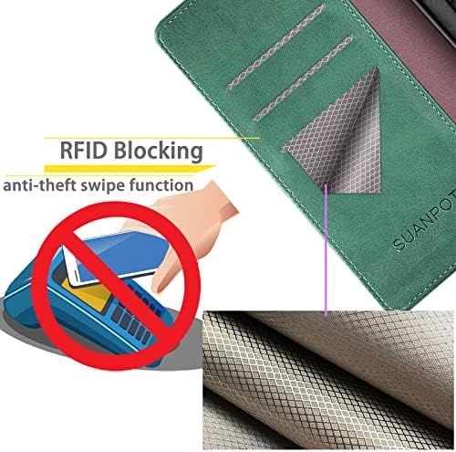 RFID Engelleme ile Samsung Galaxy Not 8 için SUANPOT Deri Cüzdan kılıf Kredi Kartı Tutucu, Flip Folio Kitap Telefon kılıfı Darbeye