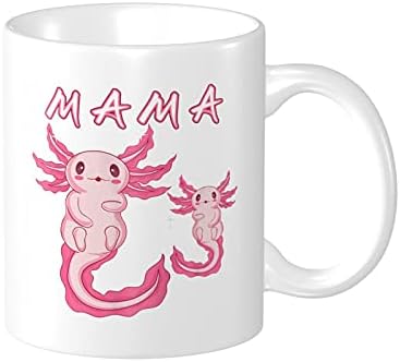 Sevimli Mama Axolotl Büyük Kahve Kupa Bira Bardağı Beyaz Porselen Kupa Kahve Çay Kakao Kupa