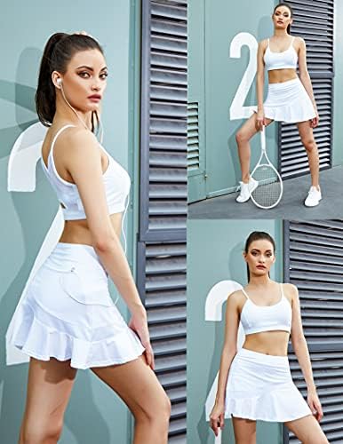 COOrun Skorts Etekler ile Kadınlar için Cepler Pilili Tenis Etekler Activewear Koşu Golf Atletik Egzersiz Spor