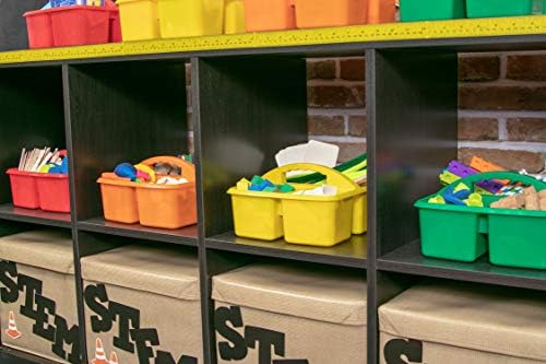 Sınıflar, Çocuk Odası ve Ofis Organizasyonu için Yeşil Taşınabilir Plastik Saklama Caddy 6'lı Paket, 3 Bölmeli