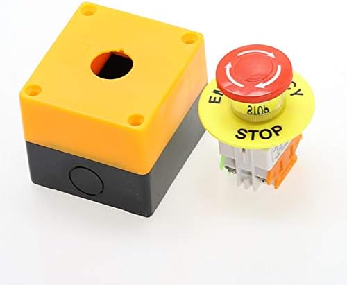 ZITENGZHAI WYS-Düğme, 1 Takım Plastik Kabuk Kırmızı Işareti basmalı düğme Anahtarı DPST Mantar Acil Durdurma Düğmesi AC 660 V