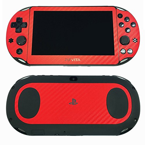 Kırmızı Karbon Fiber SKİNTZ Koruyucu Wrap Çıkartma Seti PlayStation Vita ile Uyumlu (PCH-2000)