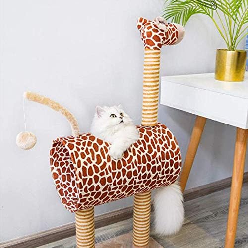 FMOGE Çok Katmanlı Yaratıcı Kedi Ağacı Kedi Kulesi Sisal Tırmalama Direkleri Tünel Kedi yatağı Peluş Top Zürafa Şekli Kedi Ağacı