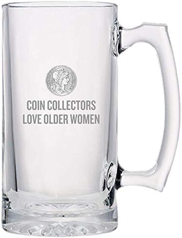 Komik Sikke Toplayıcı Hediye-Nümismat Bira Kupa-Sikke Toplama Mevcut Fikir-Sikke Koleksiyoncular Aşk Yaşlı Kadınlar-Bira Bardağı