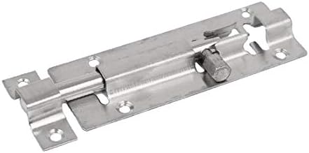 X-DREE 4-inç Uzun Paslanmaz Çelik Mandalı Sürgülü Kilit Koruma yerleştirme bağlantı Cıvata Gümüş Ton(4 pulgadas de largo de acero
