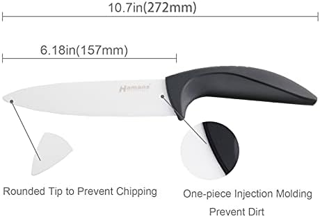 Seramik Bıçak Köpekbalığı saplı 6 İnç Ultra Keskin Profesyonel Mutfak Şef Bıçağı (Siyah)