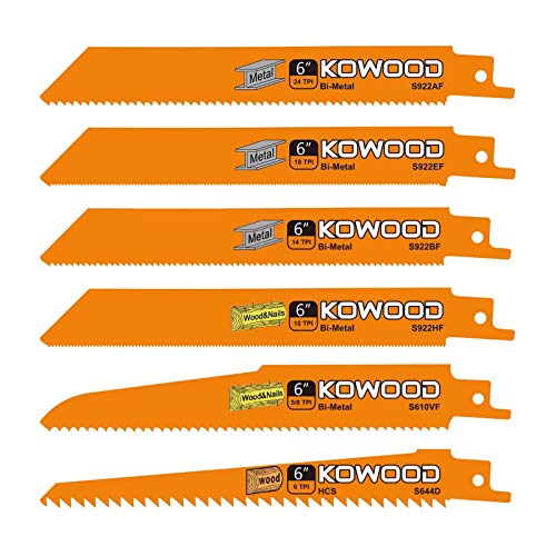 6-İnç Metal/Ahşap Pistonlu Testere Bıçakları / Dewalt,Bosch, Black & Decker, Makita, 6 ADET için KOWOOD tarafından Sawzall Testereler