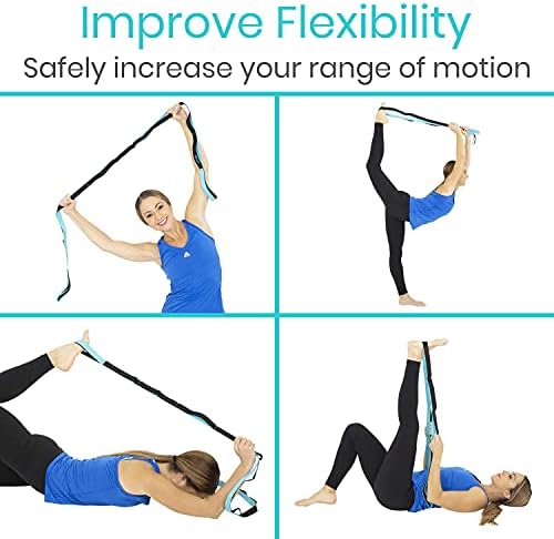 Vıve Esneme Kayışı - Esnekliği Artırmak için Bacak Esneme Bandı-Yoga Kayışını Germe-Egzersiz Rehberi Kitabı ile Rehabilitasyon,