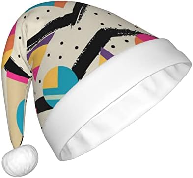 Çizgili Soyut Renkli Noel Şapka Unisex Kadife Kumaş Noel Şapka İle Peluş Ağız Noel Şenlikli İçin