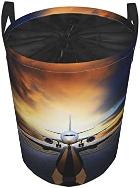 Sırt çantası Uçak Baskı Yuvarlak Tunik Kirli Cep, Su Geçirmez Oxford Kumaş Kolları İle Katlanabilir Depolama Sepeti