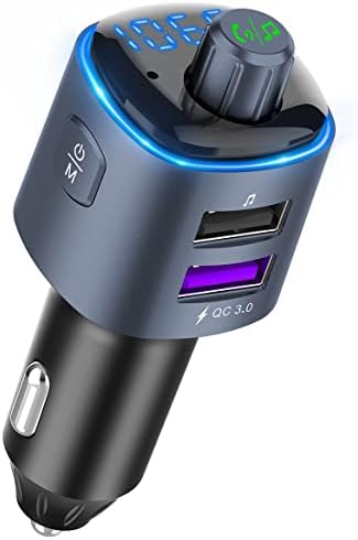 AYNCER Bluetooth V5. 0 FM Verici için Araba, kablosuz Ses Adaptörü ve Alıcı, Bluetooth MP3 Araç Adaptörü ile Çift USB Bağlantı