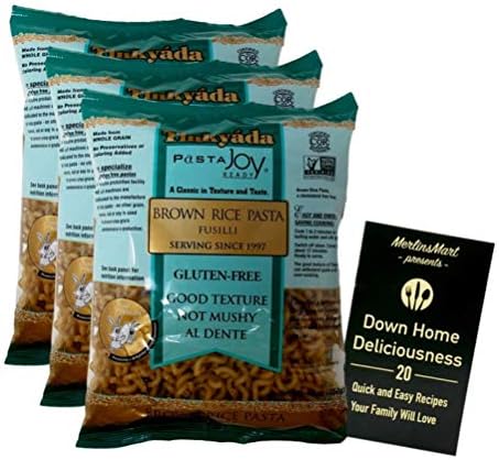 Tinkyada Glutensiz Kahverengi Pirinç Makarnası | Fusilli (16 Ons) / 3 Sayım Artı Tarif Kitapçığı Paketi