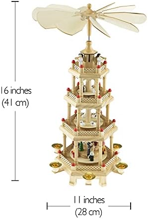 Zeki Kreasyonlar Pastel Dört Katmanlı Atlıkarınca 16 İnç Geleneksel Ahşap Noel Piramit Dekorasyon, şenlikli Noel Dekor için Raflar