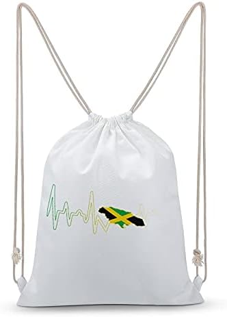 Jamaika Bayrağı Harita Kalp Atışı Tuval ipli sırt çantası Basit Tarzı omuzdan askili çanta Tote Sırt Çantası Spor Plaj Spor