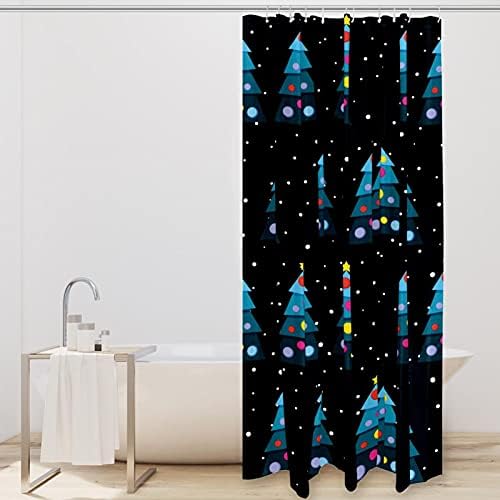 Lilibeely Duş perde seti Kanca ile Ağır Su Geçirmez Otel banyo perdesi Siyah Noel Ağacı 66 X 72