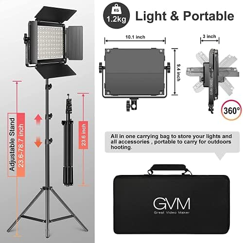 GVM RGB LED video ışığı ile APP kontrolü, 45 W Profesyonel Video aydınlatma kiti LED panel ışık ile 736 pcs Led boncuk ve 8 Uygulanabilir