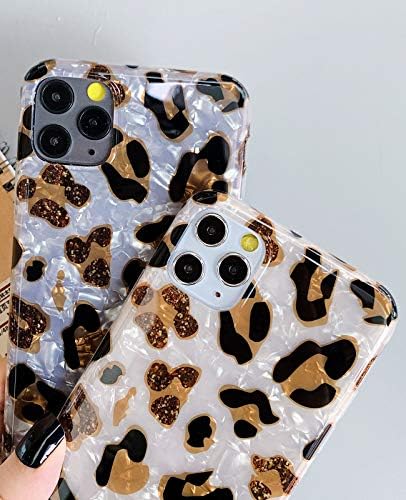 J. west iPhone 11 Pro Kılıf 5.8-inç, lüks Moda Leopar Cheetah Desen Baskı Tasarım Kadınlar için Grils Sparkle Bling Saydam Temizle