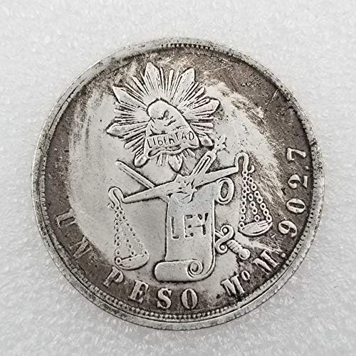 MKIOPNM Sikke Koleksiyonu hatıra parası El Sanatları 1872 Meksika Pirinç Kaplama Gümüş yapmak için Eski Sikke Yabancı Paralar