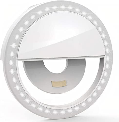 Akıllı Telefon için EpsilonTech Klipsli Selfie Halka Işık | 3 Işık Modu | Şarj Edilebilir (Beyaz)