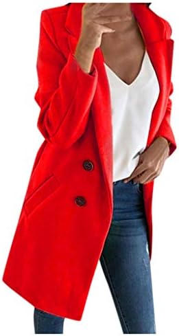 Jushye_Coat Palto Kadınlar için, Jushye Gençler Kızlar Zarif Uzun Yün Ceket Düğmesi Katı Palto Dış Giyim Ceket ile Cep
