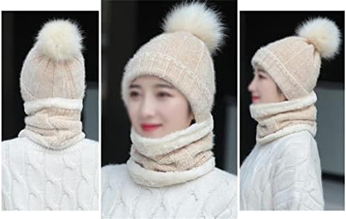 GELTDN Iki parçalı Şapka Ve Eşarp Kadın Kış Artı Kadife Kalın Rüzgar Geçirmez Ve Sıcak Kore Örme Şapka (Renk: E, Boyutu: Bir