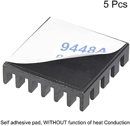 uxcell 19x19x5mm Siyah Kendinden Yapışkanlı Alüminyum Soğutucu Elektronik Radyatörler için IC, MOS 5 Adet